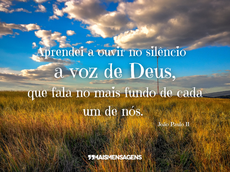 Aprendei a ouvir no silêncio a voz de Deus, que fala no mais fundo de cada um de nós. - João Paulo II