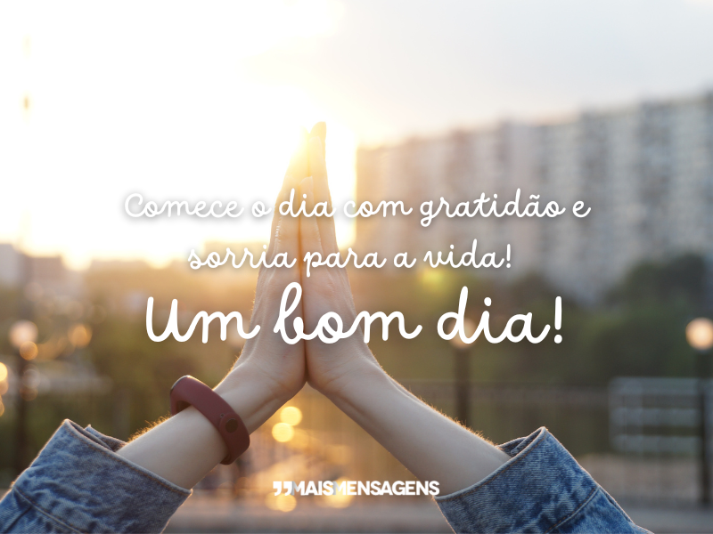 Comece o dia com gratidão e sorria para a vida! Um bom dia!