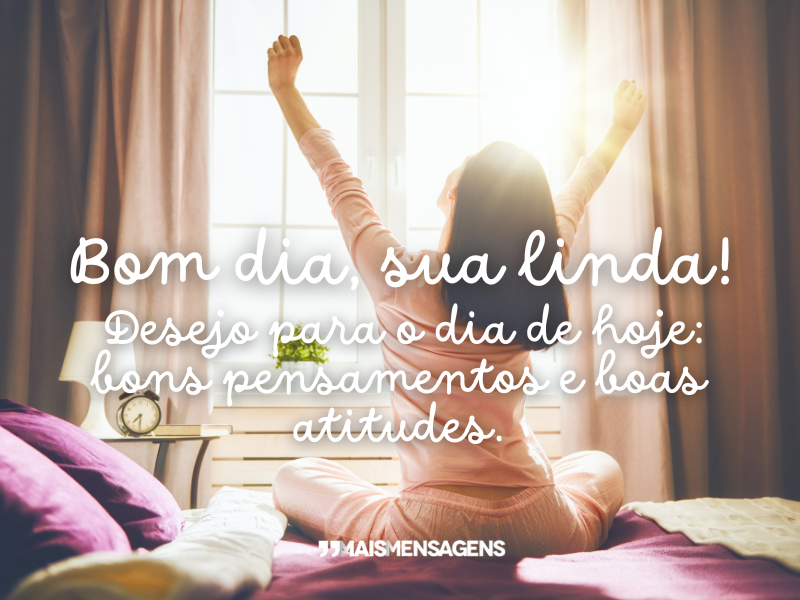 Bom dia, sua linda! Desejo para o dia de hoje: bons pensamentos e boas atitudes.