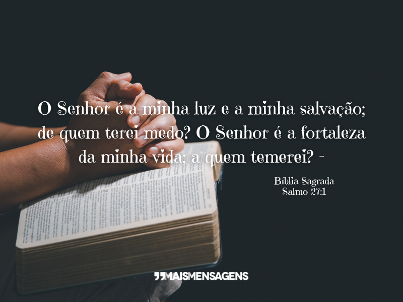 O Senhor é a minha luz e a minha salvação; de quem terei medo? O Senhor é a fortaleza da minha vida; a quem temerei? - Bíblia Sagrada Salmo 27:1