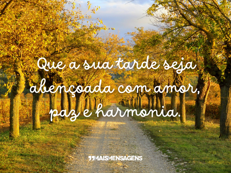 Que a sua tarde seja abençoada com amor, paz e harmonia.