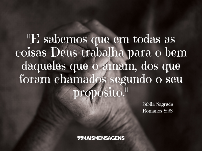 "E sabemos que em todas as coisas Deus trabalha para o bem daqueles que o amam, dos que foram chamados segundo o seu propósito." - Romanos 8:28