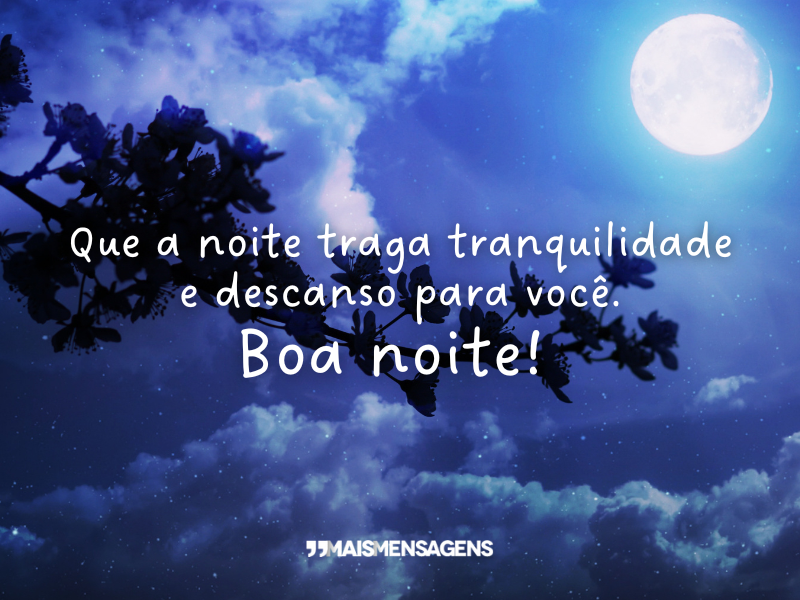 Que a noite traga tranquilidade e descanso para você. Boa noite!