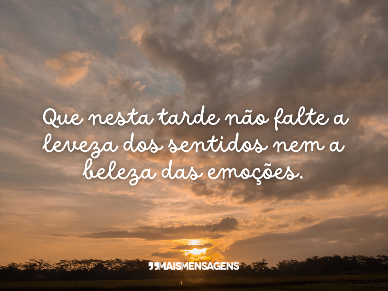 Que nesta tarde não falte a leveza dos sentidos nem a beleza das emoções.