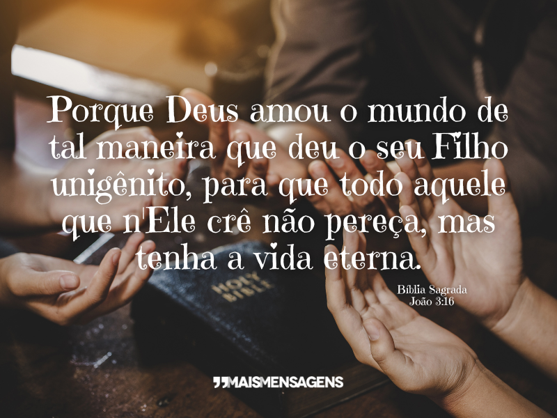 Porque Deus amou o mundo de tal maneira que deu o seu Filho unigênito, para que todo aquele que n'Ele crê não pereça, mas tenha a vida eterna. - Bíblia Sagrada. João 3:16