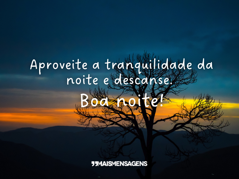 Aproveite a tranquilidade da noite e descanse. Boa noite!