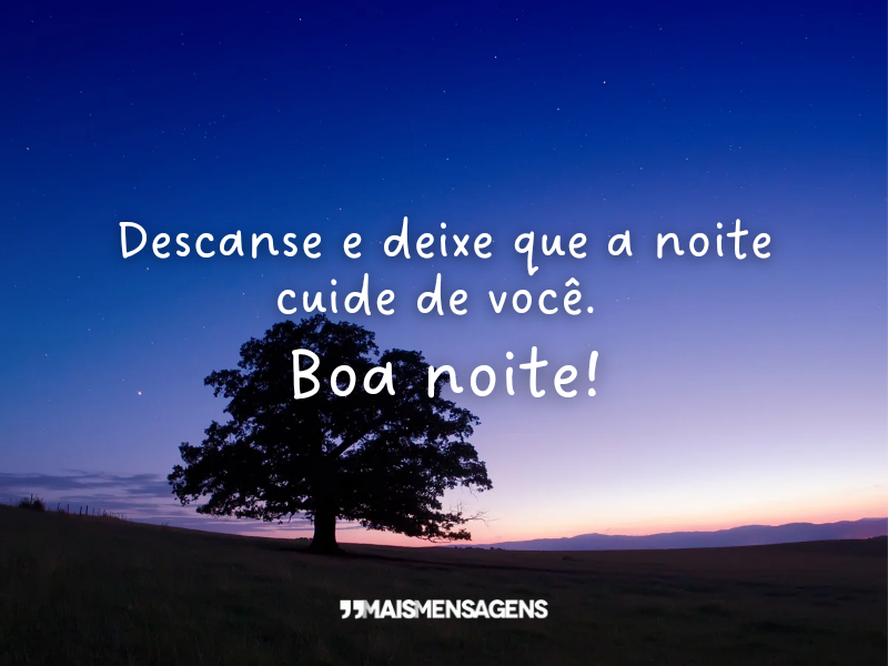 Descanse e deixe que a noite cuide de você. Boa noite!