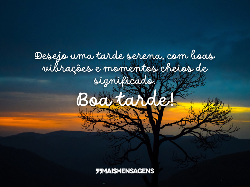 Desejo uma tarde serena, com boas vibrações e momentos cheios de significado. Boa tarde!