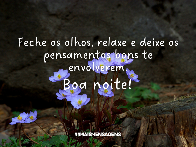 Feche os olhos, relaxe e deixe os pensamentos bons te envolverem. Boa noite!