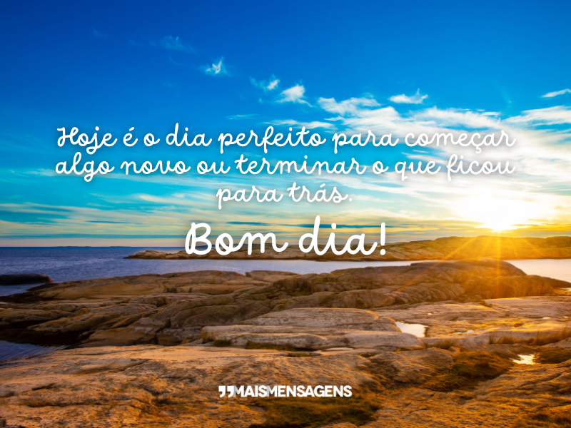 Hoje é o dia perfeito para começar algo novo ou terminar o que ficou para trás. Bom dia!